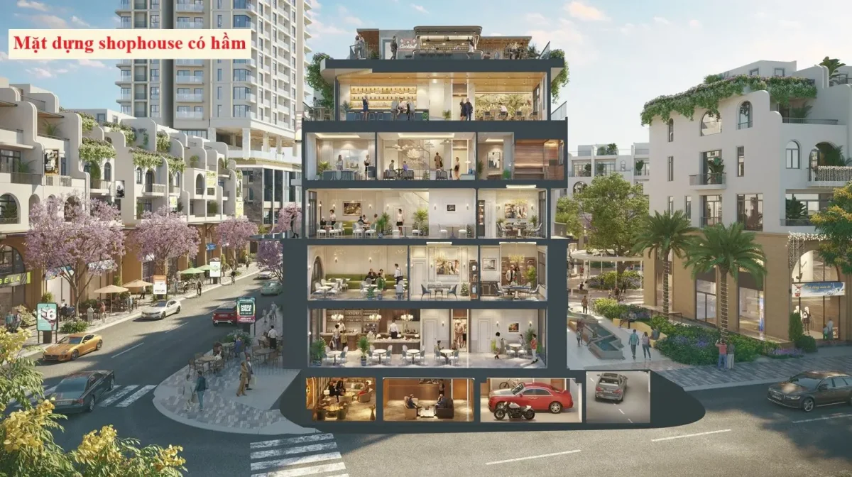 Dự án Vaquarius Văn Giang Hưng Yên | Bảng Giá Chi Tiết Tháng 4/2026 23 Phối cảnh shophouse CÓ HẦM tại dự án Vaquarius Văn Giang
