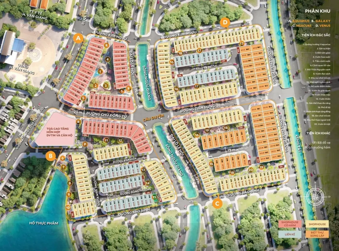 Dự án Vaquarius Văn Giang Hưng Yên | Bảng Giá Chi Tiết Tháng 4/2026 7 Mặt bằng phân lô tại dự án Vaquarius